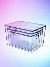 透明な冷凍保存容器【引き出し式・フタ付き・食品用・果物・肉類整理】