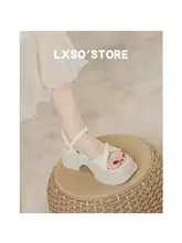 厚底ローマサンダル【夏用・白・カジュアル・女性用】