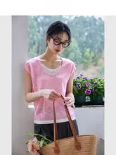おしゃれで若返り効果のあるデザイン！カラーコンビネーションのショートスリーブTシャツ【レディース・ファッション】（セットアップ対応）