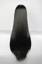 黒髪のストレートウィッグ【セミロング・フルフリンジ・耐熱性】