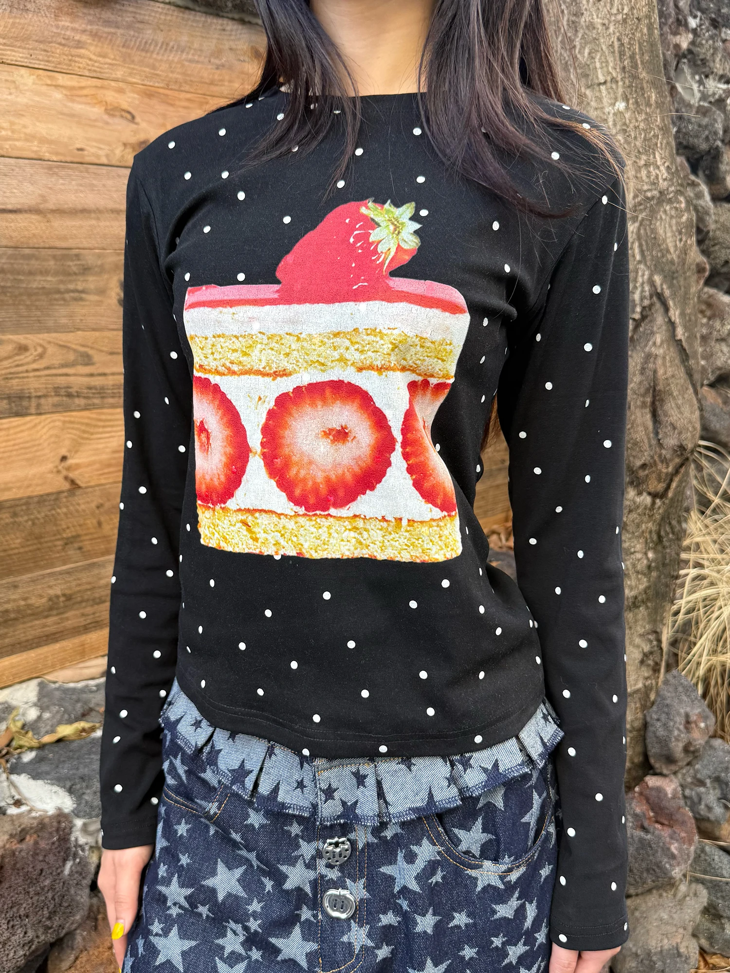 ストロベーケーキドット柄Tシャツ【ベーシックスタイル・半袖】