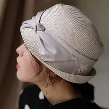 レトロ編みデザインの鐘型ハット【春夏用・女性用・軽量・通気性】