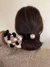 シュシュ ヘアアクセサリー パール 上品 伸縮性 お団子ヘア アップスタイル