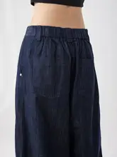 春季用 ゆったりしたデザインのコットンリネン混合 ワイドレッグパンツ【日常通勤用・ドレープ仕様】