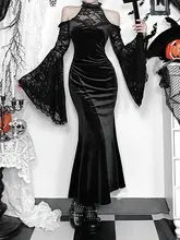 ゴシックウィッチコスプレドレス【新中式・ブラック・フィット＆フィッシュテールデザイン】