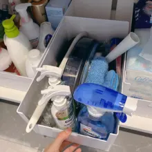 浴室用収納棚【分層構造・穴あけ不要・伸縮式・下水槽用】