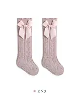 春夏用のベビー高筒ソックス【メッシュ・リボンデザイン・通気性・薄手】