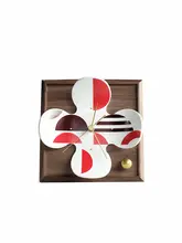 北欧風 シンプルデザインの卓上置き時計【可愛い赤い花デザイン・静音】