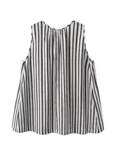 レトロストライプデザインのフィットノースリーブトップス【夏用・女性用】