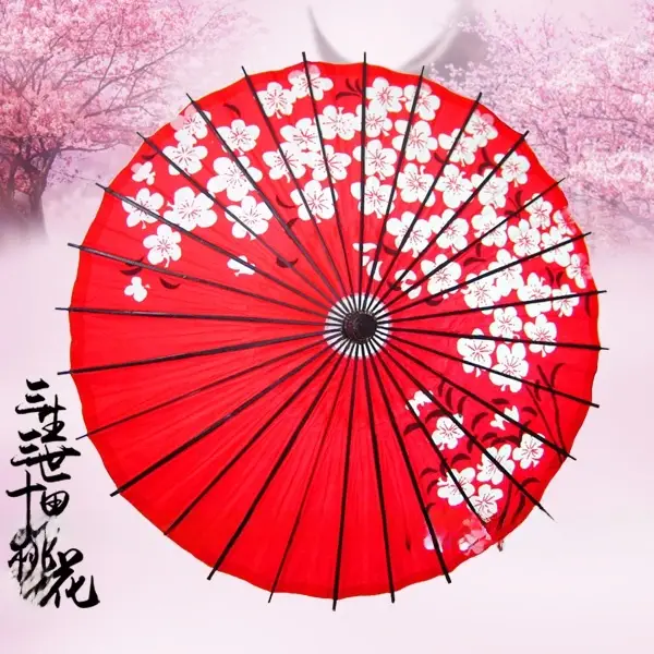 赤い桜模様の和傘【撮影・演出・コスプレ用】