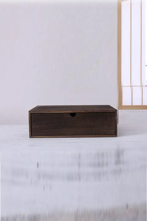 天然木製 デスク用化粧品収納ボックス【引き出し付き・オフィス文具・大容量・A4サイズファイル収納】
