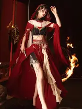 異国情緒あふれる紅色の中華風コスプレケープ【国風・敦煌・ロリータスタイル・夏用】（セットアップ対応）