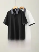 ポロシャツ メンズ 半袖 フェイクレイヤード パッチワーク チェック柄 シャツカラー 横畝 シンプル 上品 「LUUD」