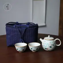 便利な旅行用布袋【コットンリネン製・多目的・ティーポット＆カップ収納】（セットアップ対応）