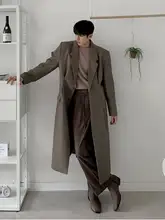 春用 メンズ長袖トレンチコート【膝下丈・ルーズフィット・韓国風デザイン】