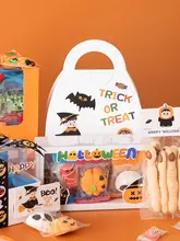 ハロウィン用 可愛いキャラクターシール入り スノーフレイククッキーとキャンディーセット【ギフトボックス用・装飾用・ステッカー付き】