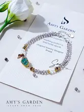 氷曜石のブレスレット【新中式デザイン・ブルージェイド・ひょうたんモチーフ】