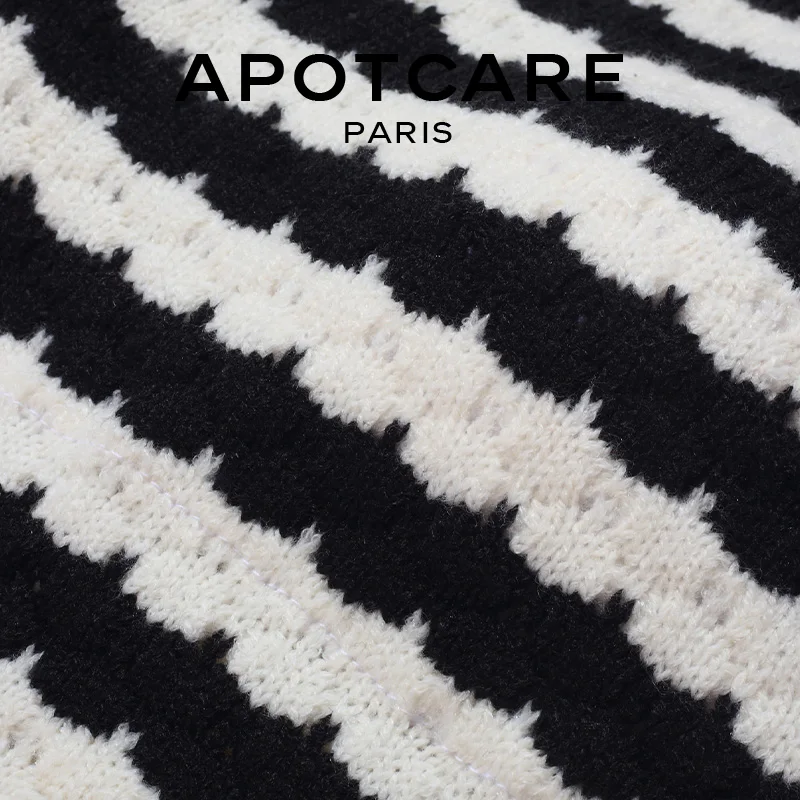 APOTCARE 黒白モノクロ波模様スイムウェア：女性用背中オープンバンド付きの機能性と着心地
