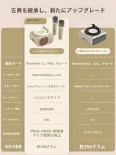 レトロデザインのレコードプレーヤー Bluetoothスピーカー【無線マイク・時計機能付き・家庭用】