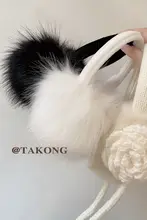 仿狐狸毛保暖防風耳罩【白色・少女用】