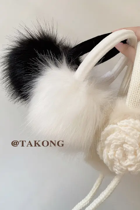 仿狐狸毛保暖防風耳罩【白色・少女用】