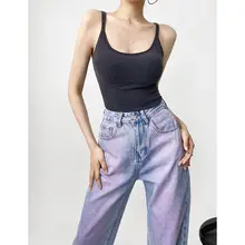 ZRSHOP Uネックキャミソール【取り外し可能な胸パッド・バックレスデザイン・シンプルなトップス】