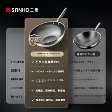 SANHO 99%チタン製 ノンコーティングIH対応フライパン【家庭用・ガス火・電磁調理器対応】