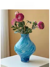 美しいデザインの中古琉璃花瓶【リビング・ダイニング用・花挿し器】