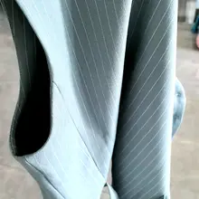 ストライプデザインの女性用ビスチェとワイドパンツ【カジュアル通勤・春夏用】（セットアップ対応）