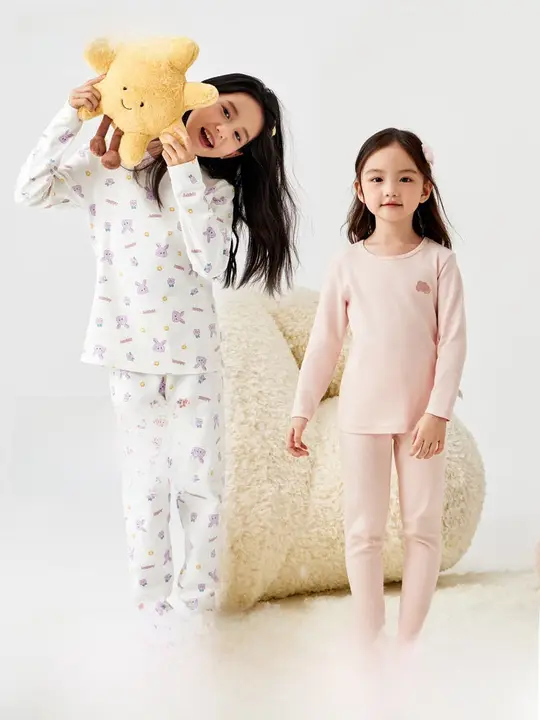 女児用 秋冬用厚手保温インナー【長袖トップス・ロングパンツ・パジャマ】（セットアップ対応）