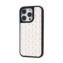 花柄デザインの可愛いスマホケース【iPhone対応・蝶結び・スムーズ仕上げ・黒フレーム】