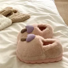 可愛らしいマッシュルームヘッドの厚底コットンルームシューズ【冬用・外履き・ふわふわ】