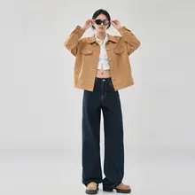 美しいシルエットのデニムパンツ【ストレート・カジュアル・女性用・微ドラッグデザイン】