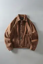 アメカジスタイルのヴィンテージ感あるメンズジャケット【洗い加工・翻領・工装デザイン】