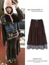 レトロなコーヒーカラーのコーデュロイスカート【秋冬・デザイン性・スリムシルエット・ケーキスカート】