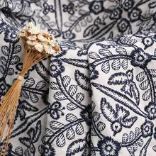 厚手コットンリネン 幸せな小鳥刺繍生地 ベスト子供服用