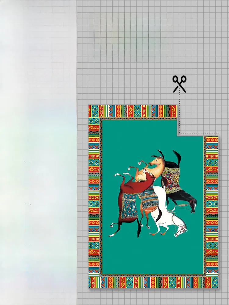 おしゃれな円形カーペット：北欧風の動物柄がリビングに溶け込むレイアウトの実現