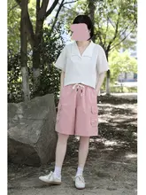 ゆったりとしたデザインのポケット付きショートパンツ【春夏用・ホワイト・フィット】（セットアップ対応）