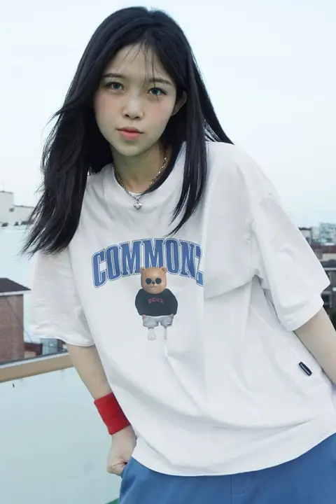 熊デザイン 半袖Tシャツ【夏用・ホワイト・温感変色】
