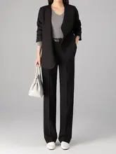 高腰ストレートパンツ【女性用・通勤・秋冬・極上の柔らかさ・ダークブルー】