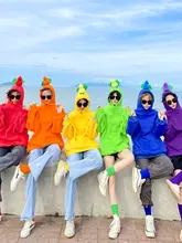春季ハ韓国風アカデミックスタイルのフード付きスウェットシャツ【カラフルなデザイン・ゆったりサイズ・女子用】（セットアップ対応）