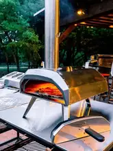 屋外用ピザ焼きオーブン【多層収納・スチールラック・調理台】