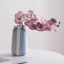 手描き青色シンプル陶器製フラワーベース【乾燥花・インテリア装飾用・高級感】