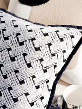 MUMI クッションカバー【クリーム色・ブラックホワイト・モダンデザイン・結び目付き・ソファ用・リビング・ベッド用】