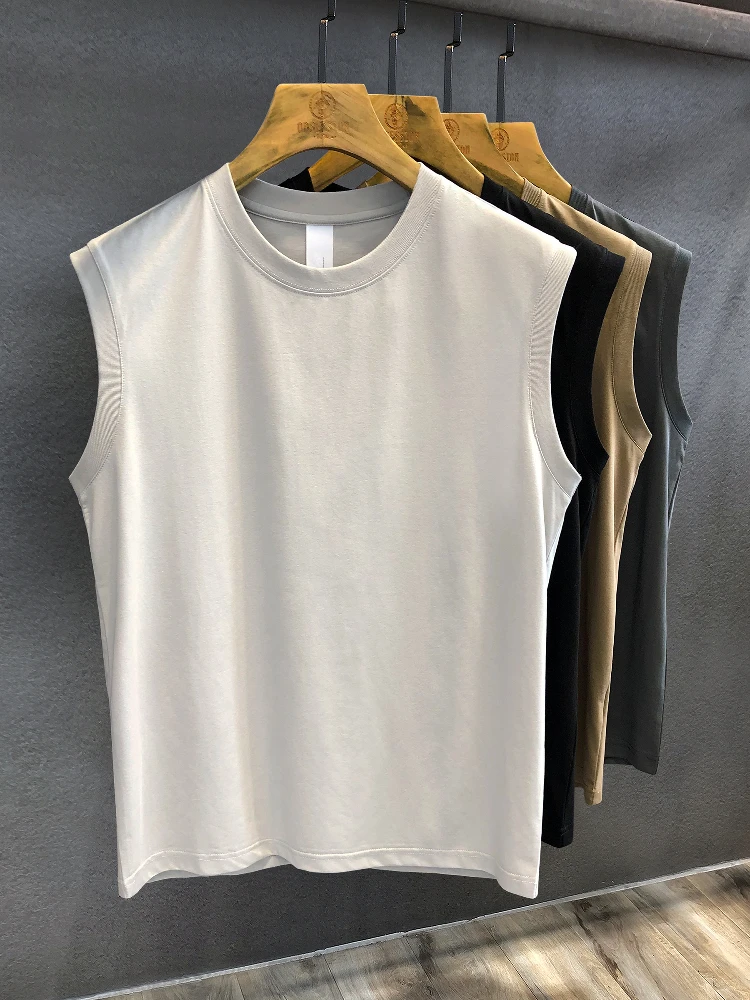 無地ノースリーブTシャツ：男性用の快適性と通気性を実証する肌触りの長绒棉製品