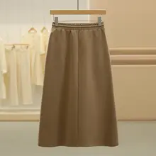 Aラインデザインのマキシスカート【ウエストゴム・シンプル・体型カバー】