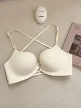 交差デザインのノンワイヤーブラジャー【薄手上部・厚手カップ・丸型】