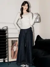 トップス レディース 長袖 ドレープネック レースパッチワーク ウエストリボン フェイクレイヤード インナー きれいめ 上品 秋物