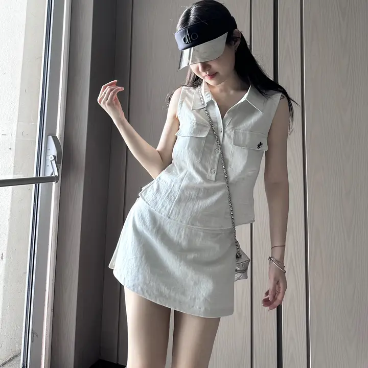 刺繍デザインのセミオーダー女性用夏季ファッション2点セット（セットアップ対応）