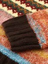 カラフルストライプのポロカラーニットセーター【上品な襟デザイン・ビジネスカジュアル・柔らかな着心地】